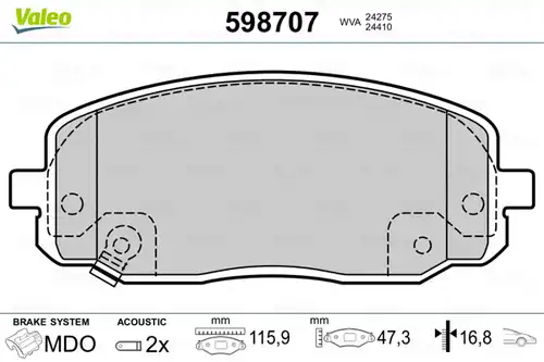 накладки VALEO 598707