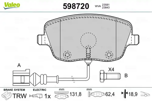 накладки VALEO 598720