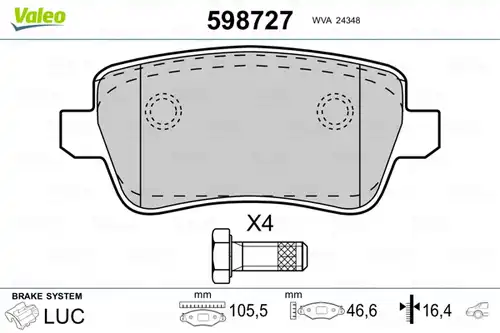 накладки VALEO 598727