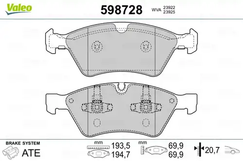 накладки VALEO 598728