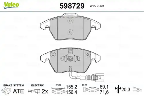 накладки VALEO 598729