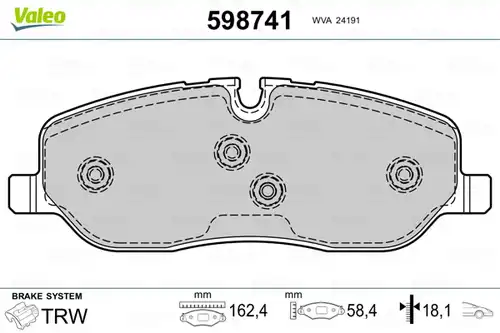 накладки VALEO 598741