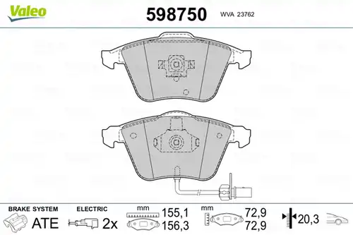 накладки VALEO 598750