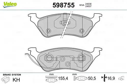 накладки VALEO 598755