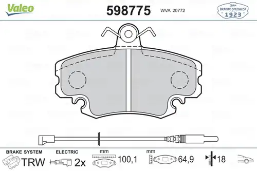 накладки VALEO 598775