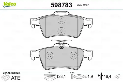 накладки VALEO 598783