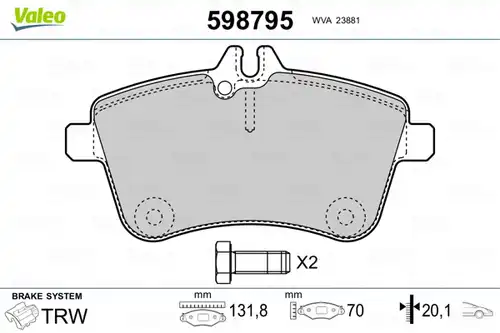 накладки VALEO 598795