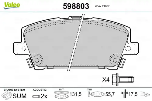 накладки VALEO 598803