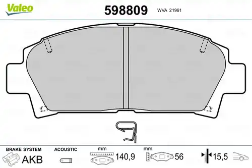 накладки VALEO 598809