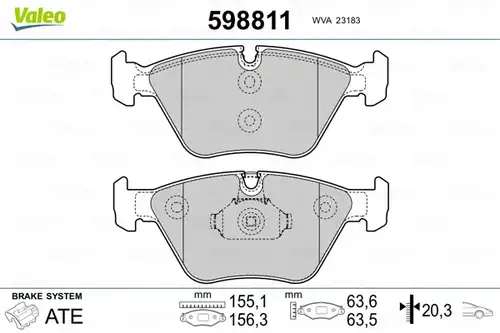 накладки VALEO 598811