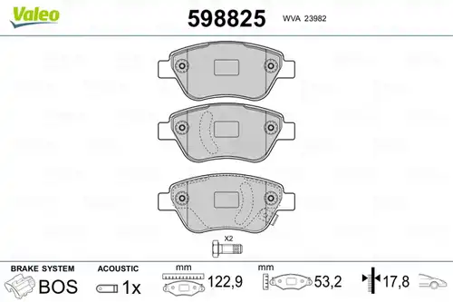 накладки VALEO 598825