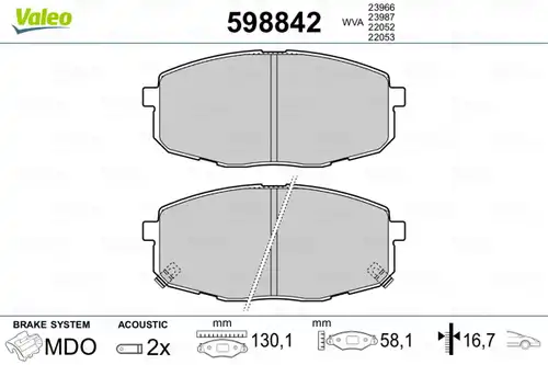 накладки VALEO 598842