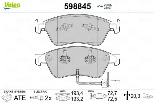 накладки VALEO 598845