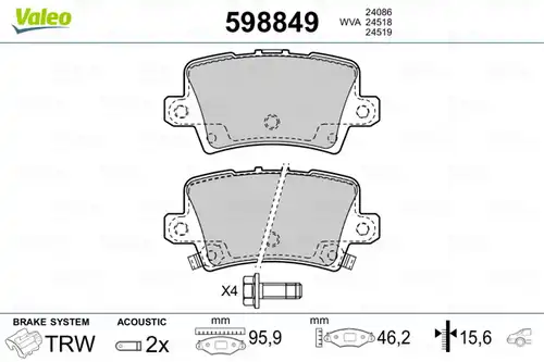 накладки VALEO 598849