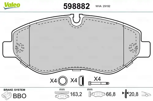 накладки VALEO 598882