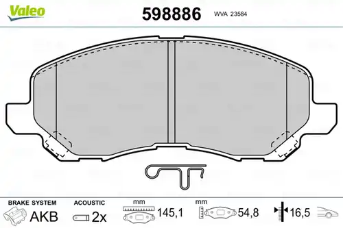 накладки VALEO 598886