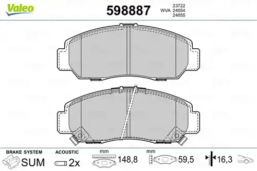 накладки VALEO 598887