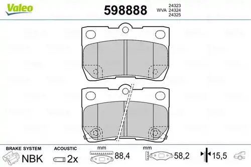 накладки VALEO 598888