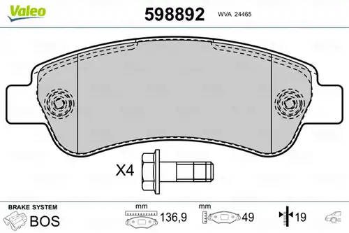 накладки VALEO 598892