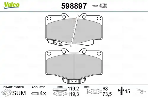 накладки VALEO 598897