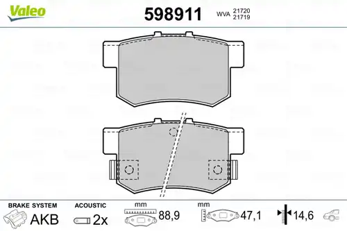 накладки VALEO 598911