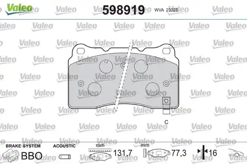 накладки VALEO 598919