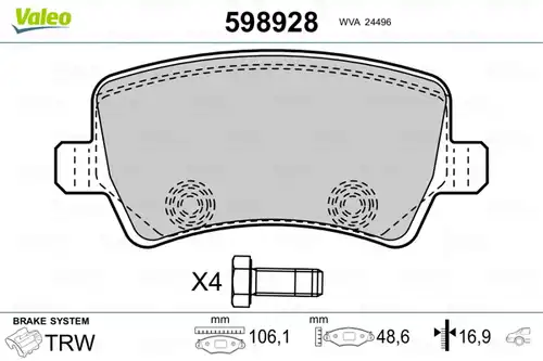 накладки VALEO 598928