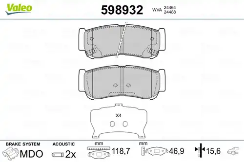 накладки VALEO 598932