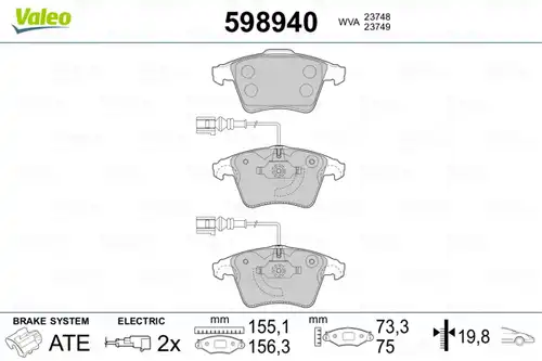 накладки VALEO 598940