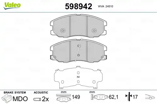 накладки VALEO 598942