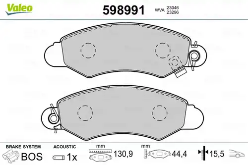 накладки VALEO 598991