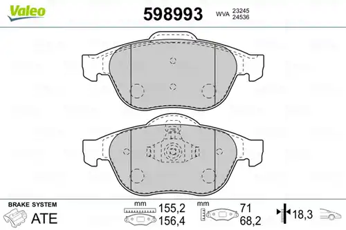 накладки VALEO 598993