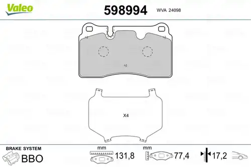 накладки VALEO 598994