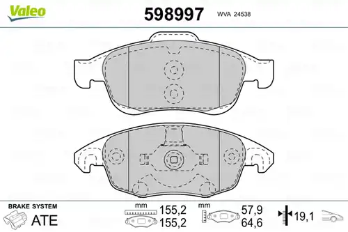 накладки VALEO 598997