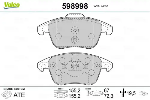 накладки VALEO 598998