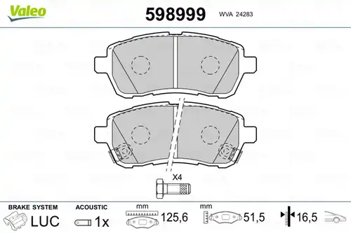 накладки VALEO 598999