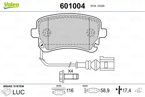 накладки VALEO 601004