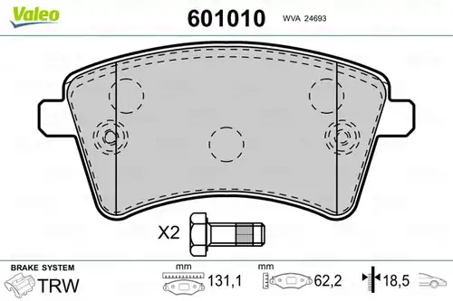 накладки VALEO 601010