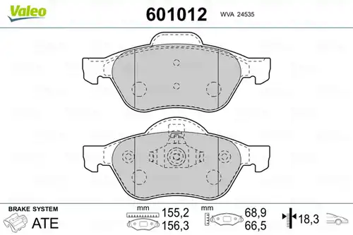 накладки VALEO 601012