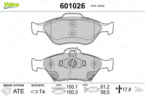 накладки VALEO 601026