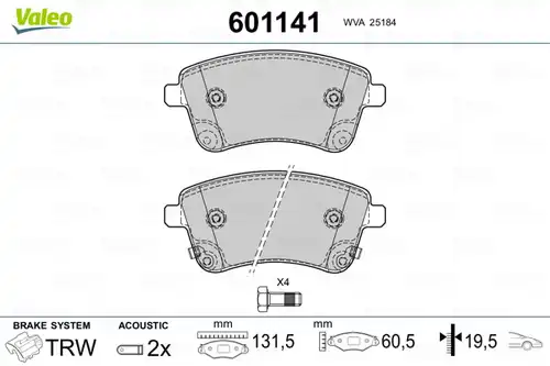 накладки VALEO 601141