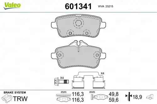 накладки VALEO 601341