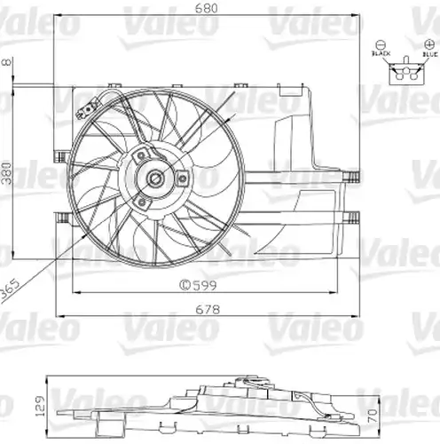 вентилатор, охлаждане на двигателя VALEO 696129