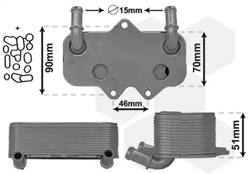 маслен радиатор, двигателно масло VAN WEZEL 17013702