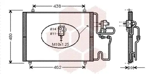 кондензатор, климатизация VAN WEZEL 43005248