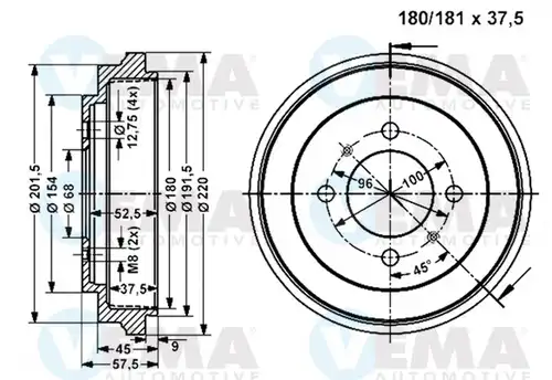 спирачен барабан VEMA 801030