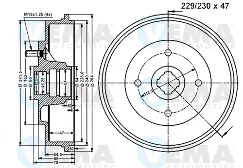 спирачен барабан VEMA 801034