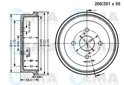 спирачен барабан VEMA 801075