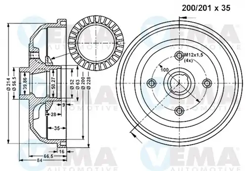 спирачен барабан VEMA 801169