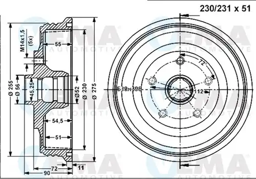 спирачен барабан VEMA 801235